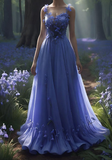 Niulatu Purple Chiffon Appliques Prom Dress Long Evening Dress HZ1007