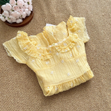 Niulatu A line Scoop Short Sleeves Yellow Floral Holiday Dresses Beach Dress Birthday Outfits SD288