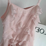 Niulatu A Line Straps Ruffled Chiffon Pink Short Women's Holiday Dresses SD210