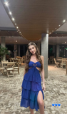 Niulatu Tiered Slit Prom Dress Sexy Evening Dress HZ1007