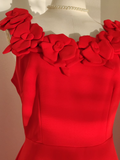 Niulatu A line Scoop Neckline Red Travel Vacation Dresses Satin Birthday Dress SD327
