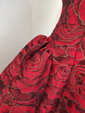 Niulatu Ball Gown Strapless Red Satin Floral Cocktail Dress Short Birthday Outfits SD402