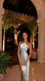 Niulatu Halter Satin Lace Party Evening Dress HZ1007