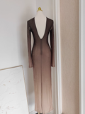 Niulatu Sheath Scoop Long Sleeves Ombre Brown Party Dress Holiday Birthday Dresses For Women SD364