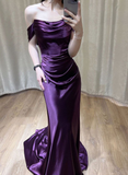 Niulatu Satin Off Shoulder Long Evening Dress Satin Prom Dress HZ1007