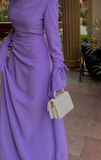 Niulatu Purple Prom Dress with Long Sleeves Trendy Purple Evening Dress HZ1007