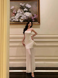 Sexy Mermaid Spaghetti Straps White Sleeveless Prom Dresses Party Dress Summer Birthday Outfits 20th Birthday Dresses HZ1214