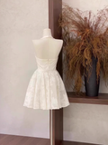 Niulatu A Line Halter V Neckline Short White Women's Holiday Dresses SD214