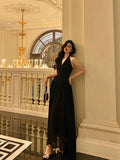 Sexy A Line Halter Black Sleeveless Prom Dresses Party Dress Summer Birthday Outfits 18th Birthday Dresses HZ1214
