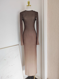 Niulatu Sheath Scoop Long Sleeves Ombre Brown Party Dress Holiday Birthday Dresses For Women SD364