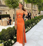 Niulatu Orange Sheath Prom Dress Orange Evening Dress HZ1007
