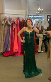 Niulatu Emerald Green Sparkly Prom Dress Emerald Green Evening Dress HZ1007