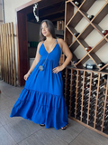 Niulatu Blue V Neck A Line Prom Evening Dress HZ1007