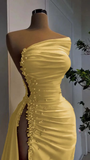 Niulatu Red Satin Long Evening Dress with High Slit HZ1007