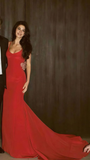 Niulatu Red Spaghetti Straps Mermaid Prom Dress Formal Evening Gown HZ1007
