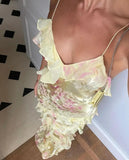 Niulatu Sheath Spaghetti Straps Yellow Lace Long Prom Dresses Evening Gowns HZ1110