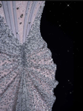 Niulatu Lilac Tulle Beaded Mermaid Off The Shoulder Evening Dress Long Prom Dress HZ1007