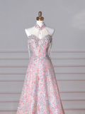 Niulatu Pink Sequin Beaded ALine Prom Dress Evening Dress HZ1007