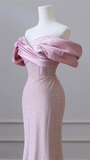 Niulatu Pink Sequin Evening Gown Elegant Women's Off Shoulder Party Prom Evening Dress HZ1007