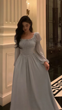Niulatu Lace Chiffon Long Sleeves Party Dress Elegant Prom Evening Dress HZ1007