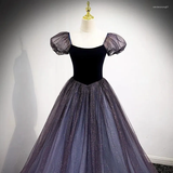 Niulatu Tulle Short Sleeve Formal Dress Cute A-Line Evening Dress HZ1007