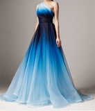 Niulatu Ombre One Shoulder Ruched Prom Dress HZ0113
