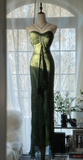 Niulatu Dark Green Bodycon Satin Beaded Prom Dress Long Evening Dress HZ1007
