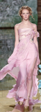 Niulatu Pink Chiffon Appliques Party Prom Dress,A Line Slit Evening Dress HZ1007