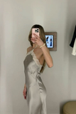 Niulatu Halter Satin Lace Party Evening Dress HZ1007