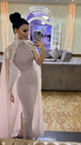 Niulatu Arabia Prom Dress With Cape Dubai Formal Evening Dress HZ1007