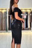 Niulatu Short Black Off-the-shoulder Cocktail Dresses With HZ1007
