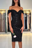 Niulatu Short Black Off-the-shoulder Cocktail Dresses With HZ1007