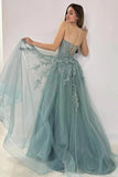 Niulatu A-line Lace Appliques Spaghetti Straps Prom HZ1007