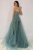 Niulatu A-line Lace Appliques Spaghetti Straps Prom HZ1007