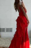 Niulatu Ruffles Long Formal Prom Dress Elegant Evening Dress HZ1007