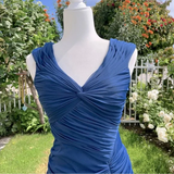Niulatu Fashion Mermaid V Neckline Navy Blue Floor Length Evening Dress Prom Dresses SD1881