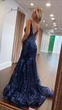 Niulatu Spaghetti Straps Sparkly Long Prom Dress Beaded Evening Dresses HZ1007