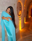 Niulatu Satin Chiffon Long Prom Evening Dress HZ1007