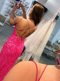 Niulatu Spaghetti Straps Long Sequins Prom HZ1007
