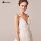 Niulatu Spaghetti Straps Tulle Wedding Dress Vestido De Novia Sleeveless V-neck Backless Bride Dresses Robe De HZ1007