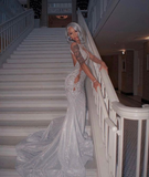 Niulatu Silver Mermaid Long Sleeves Prom Dress HZ0113