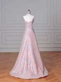 Niulatu Pink Sequin Beaded ALine Prom Dress Evening Dress HZ1007