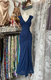 Niulatu Navy Blue Chiffon Ruched Evening Gown Mermaid Party Prom Dress HZ1007