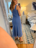 Niulatu Blue Chiffon Party Dress,Blue Evening Dress,Blue Beach Dress HZ1007