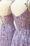 Niulatu Hot 2025 Violet Purple Lace Long Prom Dresses Cheap Evening Dress SD2008