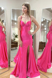 Niulatu Pink Mermaid Straps Satin Long Prom Dress with HZ1007