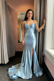 Niulatu Pink Mermaid Straps Satin Long Prom Dress with HZ1007