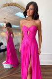 Niulatu Pink Strapless Keyhole Pleated A-Line Prom Formal HZ1007