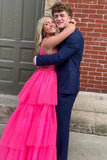 Niulatu Layered Spaghetti Straps Long Prom Dresses, Evening HZ1007