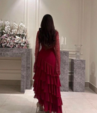 Niulatu Sequins Chiffon Multi-Layered Prom Dress Formal Party Evening Dress HZ1007